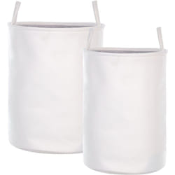 Beliani - Lot de 2 Corbeilles à Linge avec Cordon de Serrage en Coton et Tissu Blanc Archa