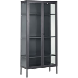 Beliani - Armoire Noire en Acier et Verre 176 x 80 x 35 cm avec Vitrine Industriel Harty