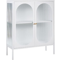 Armoire à Vitrine Blanche en Acier Industriel Moderne à 2 Portes Etagère Sarre