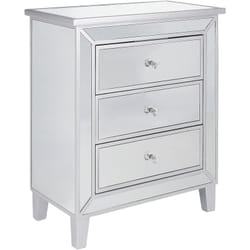 Commode Glamour en Verre Effet Miroir mdf Bois de Sapin à 3 Tiroirs Breves
