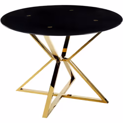 Table de repas moderne. Renouvelez votre salle à manger et donnez-lui une touche glamour grâce à cette table ronde. Placée su ...