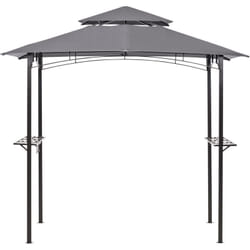 Tonnelle de Jardin Grise en Acier et Polyester 240 x 148 cm Pavillon Rectangle Naro