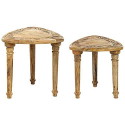 Lot de 2 tables dappoint en bois de manguier clair SAORA