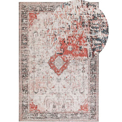 Tapis Rouge et Beige en Coton 160 x 230 cm à Motif Oriental Effet Vieilli Attera