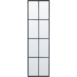 Miroir Mural Noir en Métal 38 x 132 cm en Forme de Fenêtre à 8 Carreaux Camon