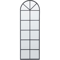 Miroir Mural Noir en Métal 40 x 120 cm en Forme de Fenêtre à Demi Rond Brouage