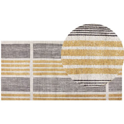 Beliani - Tapis Jaune et Noir en Coton 80 x 150 cm à Rayures Rectangulaire Poil Ras Katra