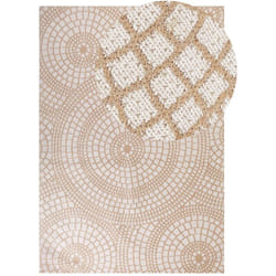 Tapis Beige et Blanc en Jute 160 x 230 cm à Motif Circulaire Poil Ras Salon Ariba