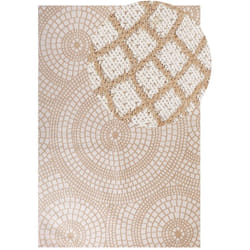 Tapis Beige et Blanc en Jute 200 x 300 cm à Motif Circulaire Poil Ras Salon Ariba