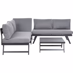 Ensemble de jardin modulable. Cet ensemble de jardin, composé de deux canapés individuels et d'une table basse, sera un compl ...