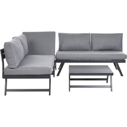 Beliani - Salon de Jardin Modulable 5 Places en Aluminium Gris avec Coussins Taupe Coccorino