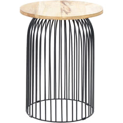 Table d'Appoint Clair et Noir en Bois de Manguier Base en Cage Plateau Rond Wills