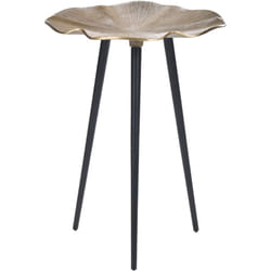 Table d'Appoint Doré et Noir en Aluminium et Fer sur Trépied Plateau Irrégulier Pudur