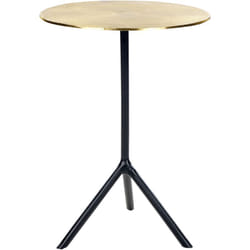 Table d'Appoint Noir et Doré en Alu sur Trépied et Plateau Rond Minimaliste Eravur