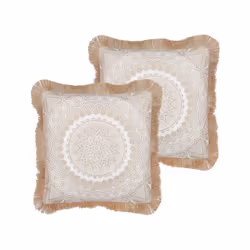 Lot de 2 coussins beige et blanc 45 x 45 cm GERANIUM