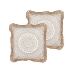 Lot de 2 coussins beige et blanc 45 x 45 cm GERANIUM