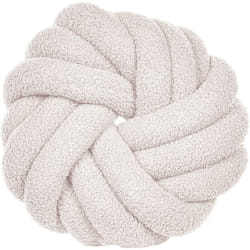 Beliani - Coussin Nœud Blanc en Tissu Bouclé 31 x 11 cm en Forme de Rond Décoratif Akola