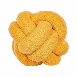 Coussin nœud en tissu bouclé jaune 19 cm MALNI
