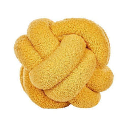Coussin nœud en tissu bouclé jaune 19 cm MALNI