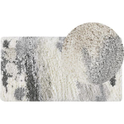 Tapis Blanc et Gris en Polypropylène 80 x 150 cm Abstrait Poil Long Moderne Goris