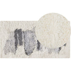 Tapis Blanc et Gris en Polypropylène 80 x 150 cm Abstrait Poil Long Moderne Masis