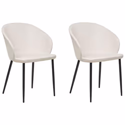 Lot de 2 chaises de salle à manger en tissu beige clair MASON