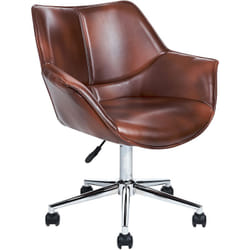 Légant Fauteuil de Bureau Pivotant à Hauteur Réglable en Cuir pu Marron Newdale