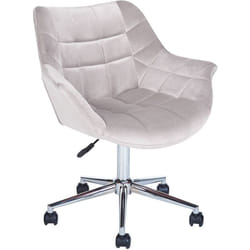 Élégant Fauteuil de Bureau Pivotant à Hauteur Réglable en Velours Gris Labelle