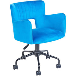 Beliani - Fauteuil de Bureau Rétro Siège Ajustable Pivotant en Velours Bleu Sanilac