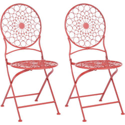 Chaises de Bistrot en Métal Rouge Ajouré Pliantes pour Balcon ou Terrasse Scario