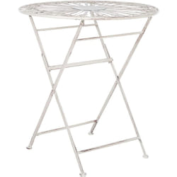 Beliani - Table de Bistrot en Métal Blanc Cassé ⌀ 70 cm Pliante pour Balcon ou Terrasse Scafa