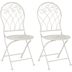 Beliani - Chaises de Bistrot en Métal Blanc Cassé Pliantes pour Balcon ou Terrasse Stiffe