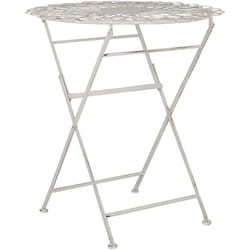 Beliani - Table de Bistrot en Métal Blanc Cassé ⌀ 70 cm Pliante pour Balcon ou Terrasse Stiffe
