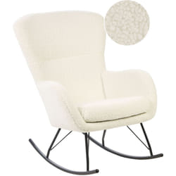 Beliani - Fauteuil à Bascule Moderne en Tissu Bouclé Blanc et Pieds Métal Noirs Anaset