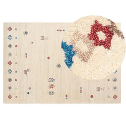 Tapis Gabbeh Fait Main avec Motif Ludique 160 x 230 cm en Laine Beige Suluca
