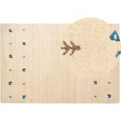 Tapis Gabbeh Beige en Laine 200 x 300 cm à Motif d'Animaux Fait Main Chaleureux Yali