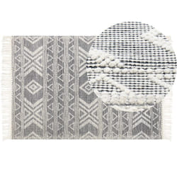 Beliani - Tapis Fait Main avec Motif Géométrique 160 x 230 cm en Laine Blanc et Noir Pazar