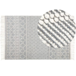 Tapis Fait Main avec Motif Géométrique 200 x 300 cm en Laine Beige et Gris Solhan