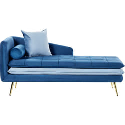Beliani - Chaise Longue de Salon Côté Gauche avec Rembourrage en Velours Bleu Gonesse