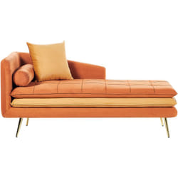 Chaise Longue de Salon Côté Gauche avec Rembourrage en Velours Orange Gonesse
