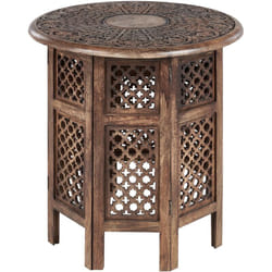 Beliani - Table d'Appoint Sombre en Bois de Manguier Bout de Canapé Ajouré Oriental Kumali