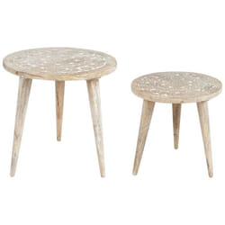 Lot de 2 tables dappoint en bois de manguier clair UDAY