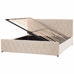 Lit avec coffre en velours beige 180 x 200 cm ROCHEFORT