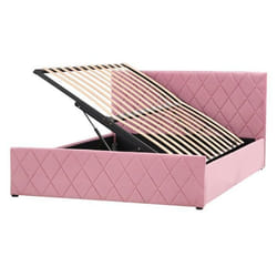 Lit avec coffre en velours rose 140 x 200 cm ROCHEFORT