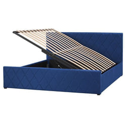 Lit avec coffre en velours bleu marine 160 x 200 cm ROCHEFORT