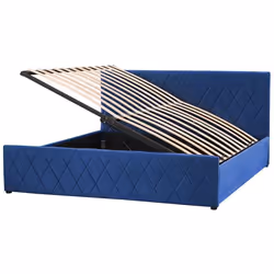 Lit avec coffre en velours bleu marine 180 x 200 cm ROCHEFORT
