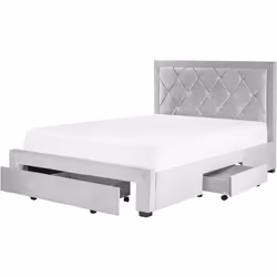 Lit glamour avec tête de lit capitonnée. Ajoutez une touche de glamour à votre chambre avec grâce à ce lit double avec rangem ...