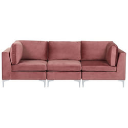 Canapé modulaire 3 places en velours rose EVJA