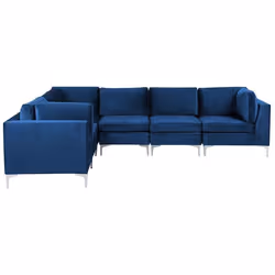 Canapé dangle modulaire 6 places côté droit en velours bleu marine EVJA