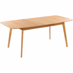 Table de salle à manger extensible fonctionnelle . Cette table de salle à manger extensible en bois clair et au design minima ...